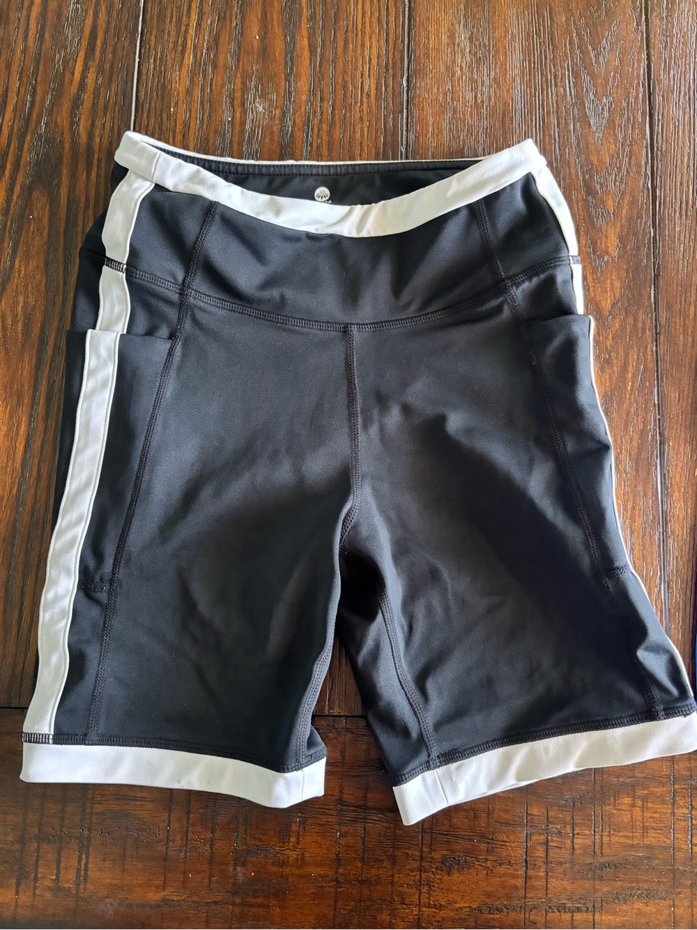 Senita Athletics Black Athletic Bike Shorts with White Trim